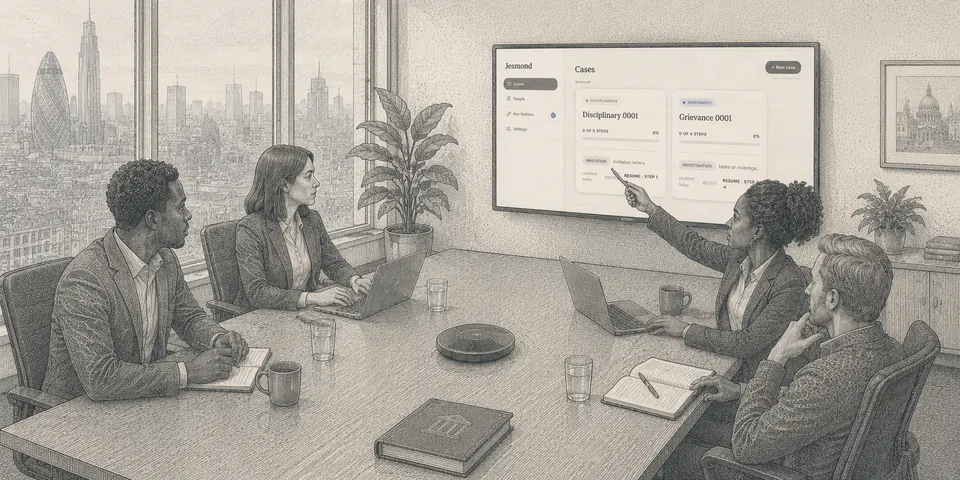 A panel reviewing a case board on a wall screen